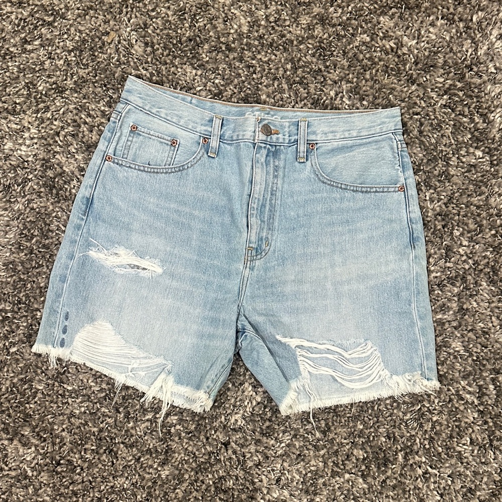 New Etica Light Blue Distressed Jean Shorts